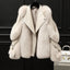 Women's Vegan Leather Jacket with Oversized Faux Fur Collar - Stylish Women's Jacket for Autumn/Winter 2