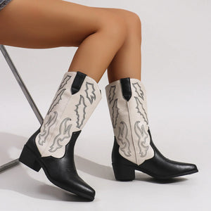 Women's Western Cowboy Boots with Embroidered Design - Stylish Cowgirl Boots for Comfort and Versatility 1