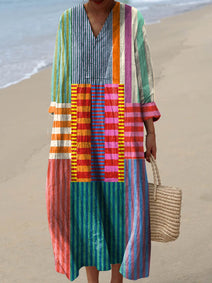 Womens Dress | Colorful Patchwork Prints, Relaxed Fit 0