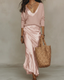 Womens Dress | Midi Length, Satin Fabric with Sweater 2