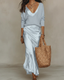Womens Dress | Midi Length, Satin Fabric with Sweater 4