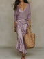 Womens Dress | Midi Length, Satin Fabric with Sweater 5