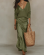 Womens Dress | Midi Length, Satin Fabric with Sweater 6