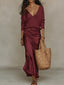Womens Dress | Midi Length, Satin Fabric with Sweater 7