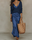 Womens Dress | Midi Length, Satin Fabric with Sweater 8