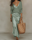 Womens Dress | Midi Length, Satin Fabric with Sweater 9