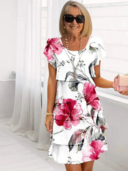 Womens Dress | Ruffled Floral Design, Flowing Silhouette 0