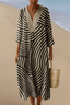 Womens Dress | Striped Pattern, V-Neckline 0