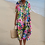 Womens Dress | V-Neck, Multicolour Print 0