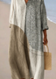 Womens Dress | V-Neckline, Asymmetrical Print Blocking 0