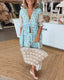 Womens Dress | V-Neckline, Flowing Floral Print 0