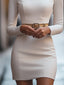 Womens Dress | White Mandarin Collar, Belt Design 3