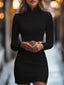 Womens Dress | White Mandarin Collar, Belt Design 4