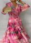 Wrap Dress | Floral Pattern, V-Neck, Long Sleeves 3