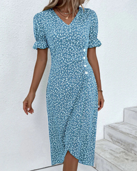 Wrap Dress | Flutter Sleeves, V-Neckline 1