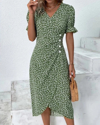 Wrap Dress | Flutter Sleeves, V-Neckline 4
