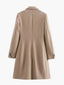 Beige Longline Coat for Women Single Breasted Minimalist Overcoat