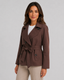 Belted Trench Coat Short Tie Waist Notch Lapel Jacket for Women