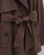 Belted Trench Coat Short Tie Waist Notch Lapel Jacket for Women