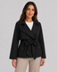 Belted Trench Coat Short Tie Waist Notch Lapel Jacket for Women