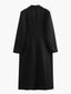 Black Longline Coat for Women Elegant Lapel Overcoat