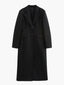 Black Longline Coat for Women Elegant Lapel Overcoat in black