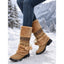 Boho Mid Calf Boots for Women Pom Pom Fur Trim Winter Boots