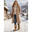 Boho Mid Calf Boots for Women Pom Pom Fur Trim Winter Boots