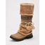 Boho Mid Calf Boots for Women Pom Pom Fur Trim Winter Boots