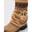 Boho Mid Calf Boots for Women Pom Pom Fur Trim Winter Boots