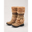 Boho Mid Calf Boots for Women Pom Pom Fur Trim Winter Boots in brown