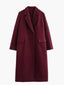 Burgundy Coat Double Breasted Wool Peacoat for Women