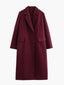 Burgundy Coat Double Breasted Wool Peacoat for Women in burgundy