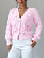 Women's Cable Knit Cardigan with Bow Details and Flared Cuffs