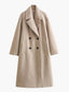 Camel Peacoat Double Breasted Long Coat for Women