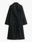 Camel Peacoat Double Breasted Long Coat for Women in black