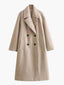Camel Peacoat Double Breasted Long Coat for Women in creme white