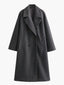 Camel Peacoat Double Breasted Long Coat for Women in dark charcoal grey