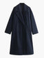 Camel Peacoat Double Breasted Long Coat for Women in navy blue