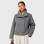 Cropped Peacoat Double Breasted Wool Blend Winter Jacket for Women in gray