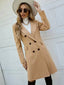 Double Breasted Overcoat Knee Length Winter Coat for Women in camel