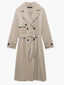 Double Breasted Trench Coat Classic Long Coat for Women in khaki