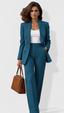 Women's Two-Piece Suit, Lapel Blazer, Straight Leg Pants