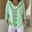 Women's Hooded Button Front Cardigan with Relaxed A-Line Fit