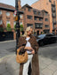 Faux Suede Trench Coat for Women Double Breasted Belted Long Coat