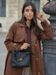 Faux Suede Trench Coat for Women Double Breasted Belted Long Coat