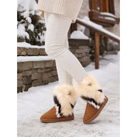 Fluffy Ankle Boots for Women Faux Fur Cuff Winter Booties