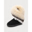 Fluffy Ankle Boots for Women Faux Fur Cuff Winter Booties in black and white