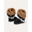 Fluffy Ankle Boots for Women Faux Fur Cuff Winter Booties in black