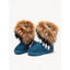 Fluffy Ankle Boots for Women Faux Fur Cuff Winter Booties in blue